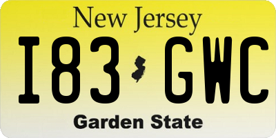NJ license plate I83GWC