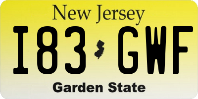 NJ license plate I83GWF