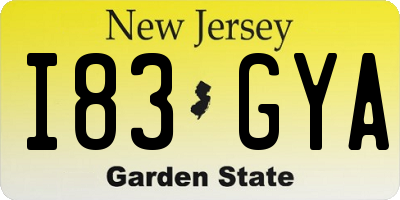 NJ license plate I83GYA
