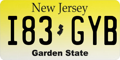 NJ license plate I83GYB