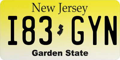 NJ license plate I83GYN