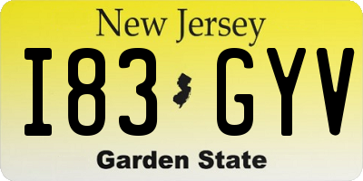 NJ license plate I83GYV