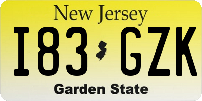NJ license plate I83GZK