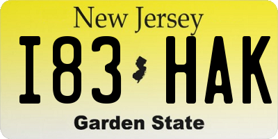 NJ license plate I83HAK
