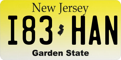 NJ license plate I83HAN