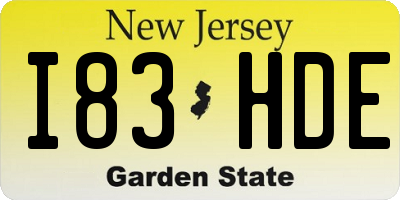 NJ license plate I83HDE