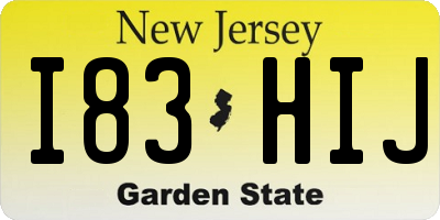 NJ license plate I83HIJ