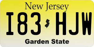 NJ license plate I83HJW