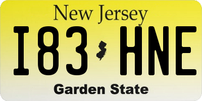 NJ license plate I83HNE