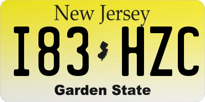 NJ license plate I83HZC
