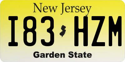 NJ license plate I83HZM