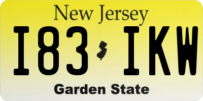 NJ license plate I83IKW