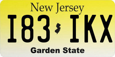 NJ license plate I83IKX