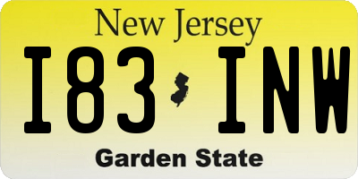 NJ license plate I83INW