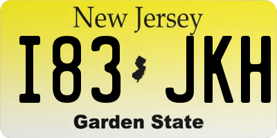 NJ license plate I83JKH