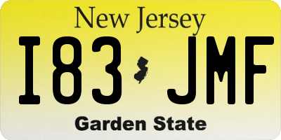 NJ license plate I83JMF