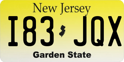 NJ license plate I83JQX