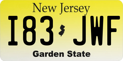 NJ license plate I83JWF