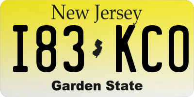 NJ license plate I83KCO