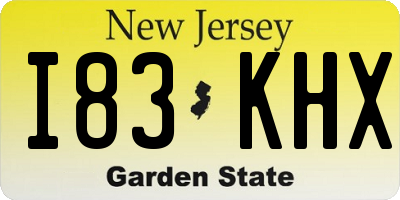 NJ license plate I83KHX