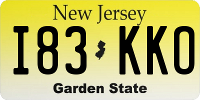 NJ license plate I83KKO