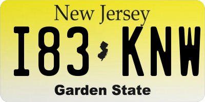 NJ license plate I83KNW