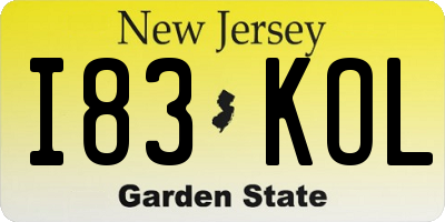 NJ license plate I83KOL