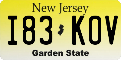 NJ license plate I83KOV