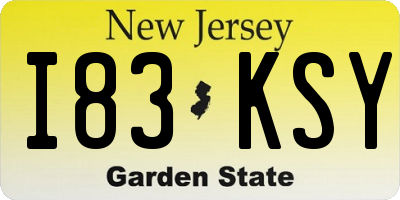 NJ license plate I83KSY