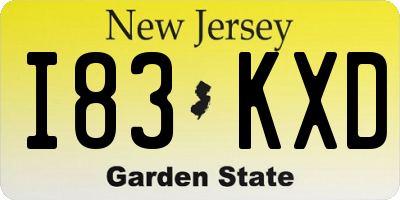 NJ license plate I83KXD