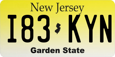 NJ license plate I83KYN