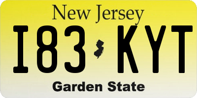 NJ license plate I83KYT