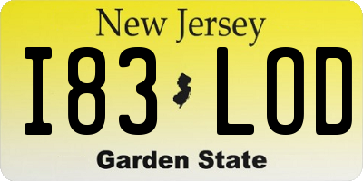 NJ license plate I83LOD