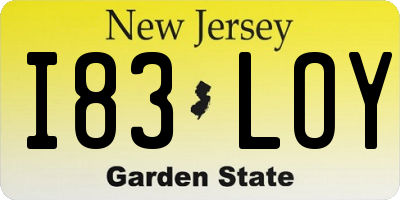 NJ license plate I83LOY