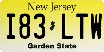 NJ license plate I83LTW