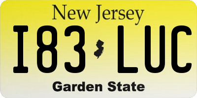 NJ license plate I83LUC