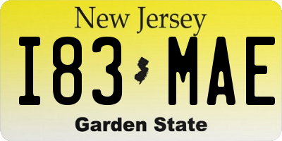 NJ license plate I83MAE