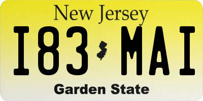 NJ license plate I83MAI