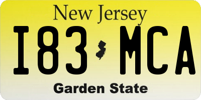 NJ license plate I83MCA