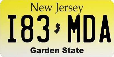 NJ license plate I83MDA