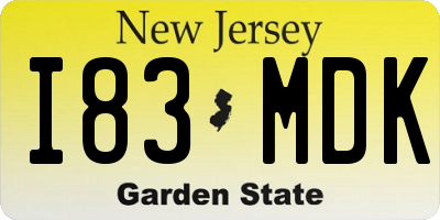 NJ license plate I83MDK
