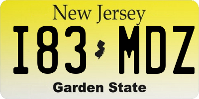 NJ license plate I83MDZ