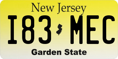 NJ license plate I83MEC