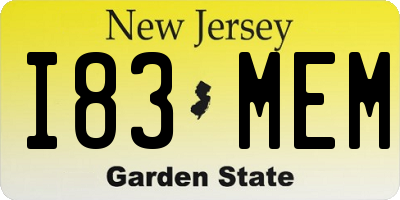 NJ license plate I83MEM