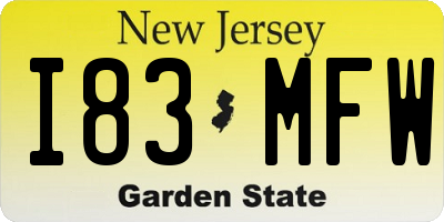 NJ license plate I83MFW