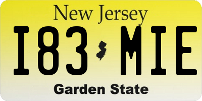 NJ license plate I83MIE