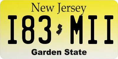 NJ license plate I83MII