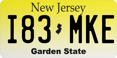 NJ license plate I83MKE
