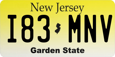 NJ license plate I83MNV