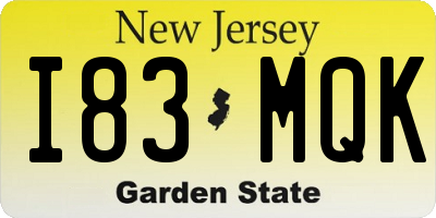 NJ license plate I83MQK